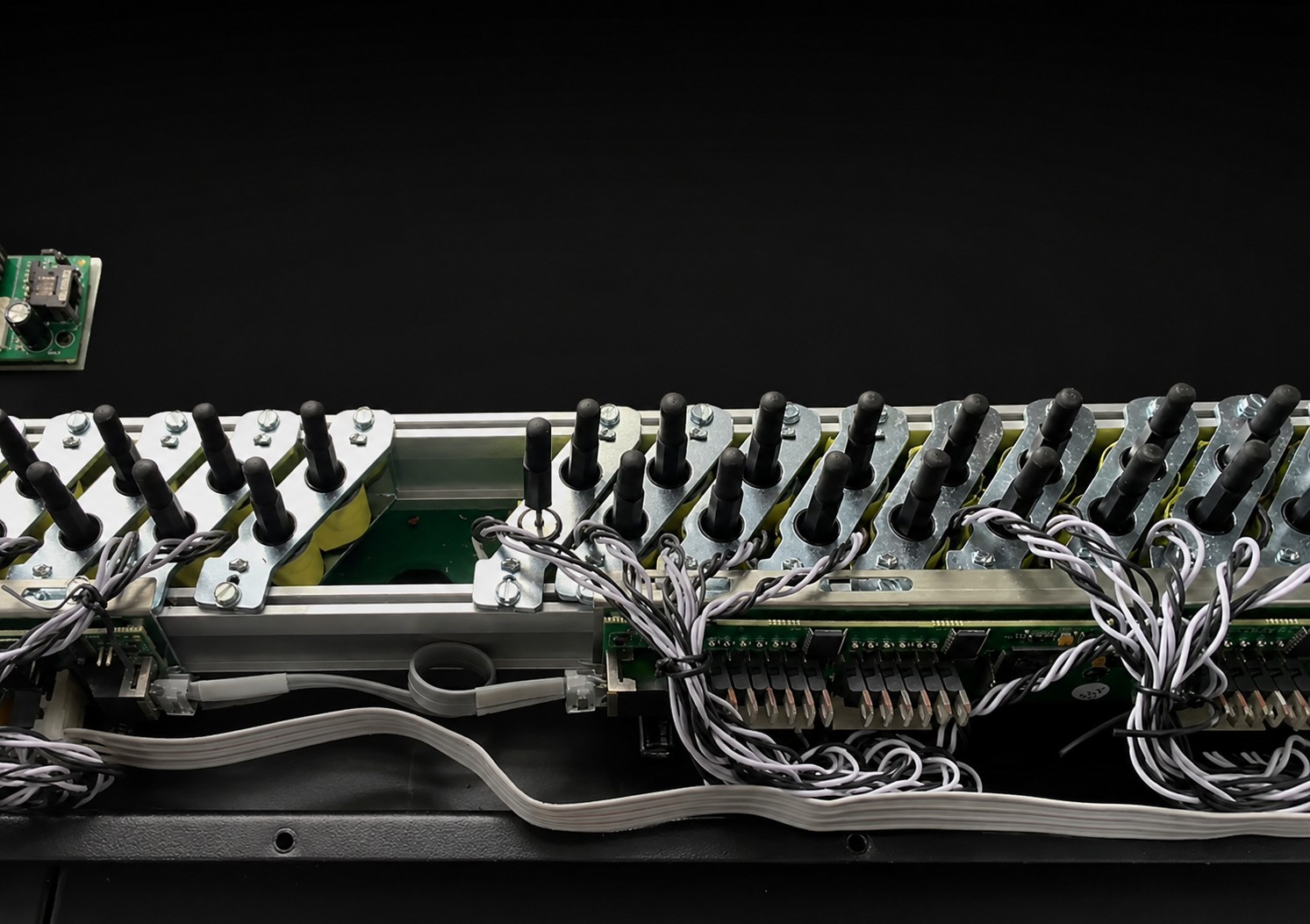 Close-up of PianoDisc wiring and control module